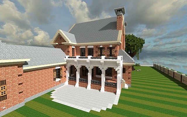 Plantation Home - Country Old Brick minecraft house ideas 2
