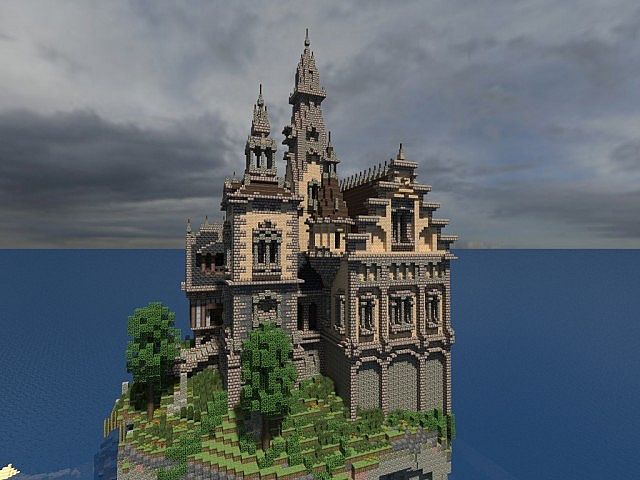 minecraft manor hustin floating castle houses minecrafthousedesign build medieval planetminecraft map building blueprints amazing structures different layout without builder projects