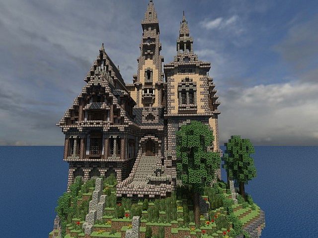 Hustin Manor minecraft house floating