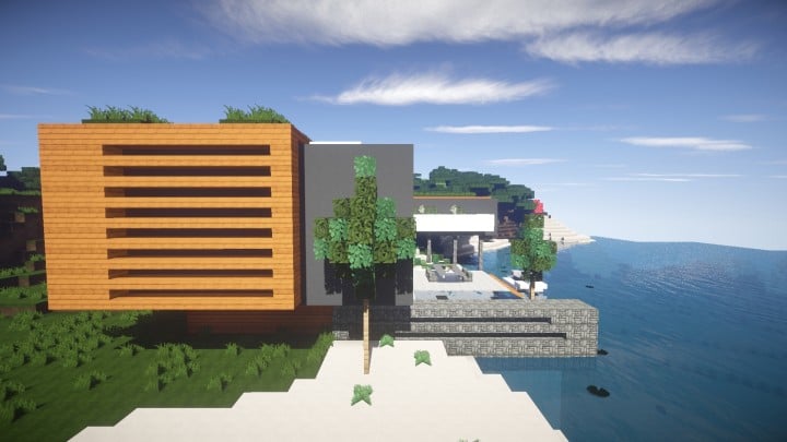 Allure contemporary home minecrft house building pool beautiful side