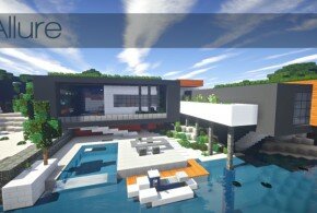 Allure contemporary home minecrft house building pool beautiful