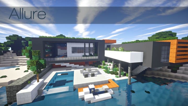Allure contemporary home minecrft house building pool beautiful