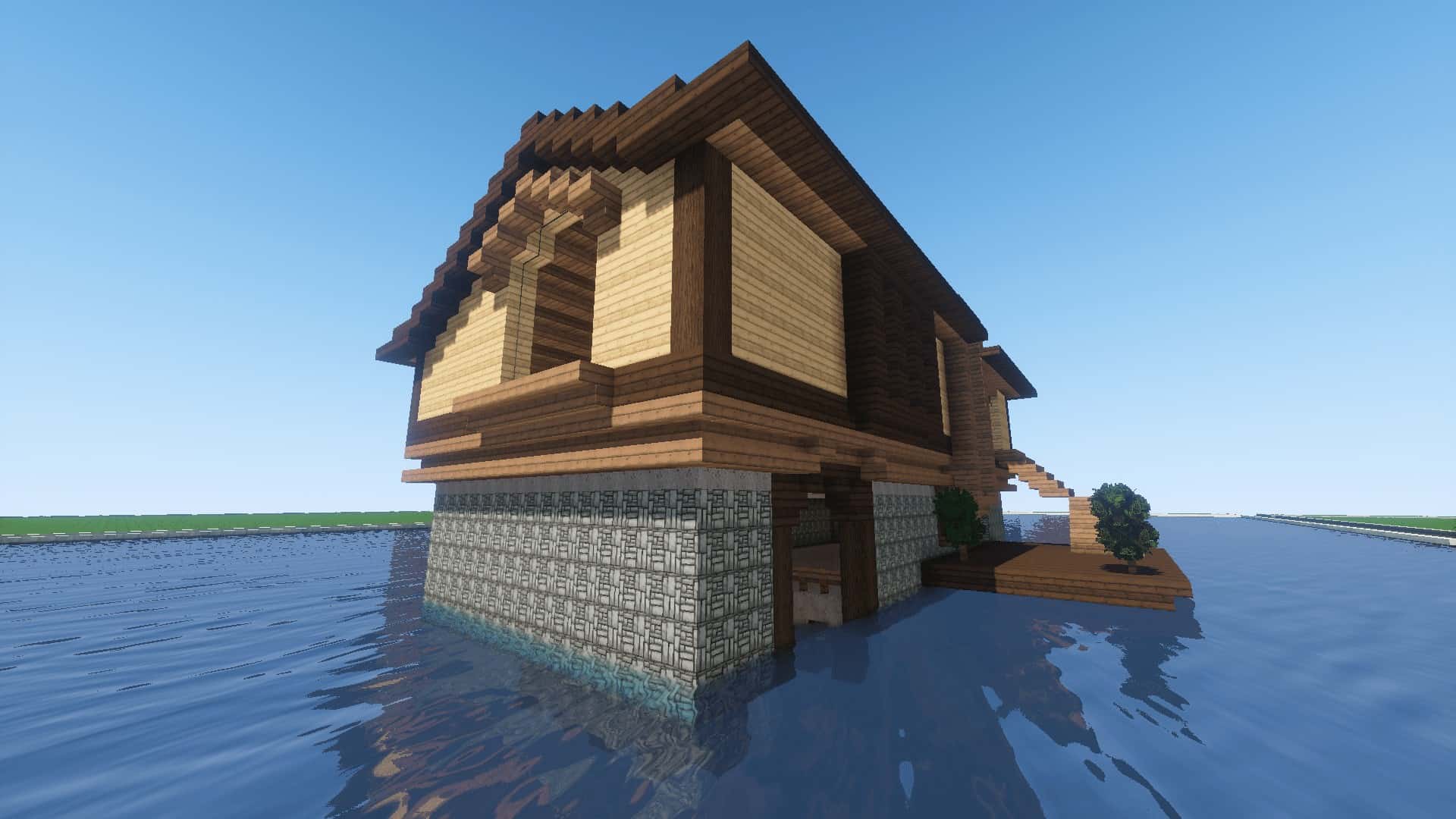 Minecraft How To Build A Survival House On Water Best House Tutorial Minecraft House Design